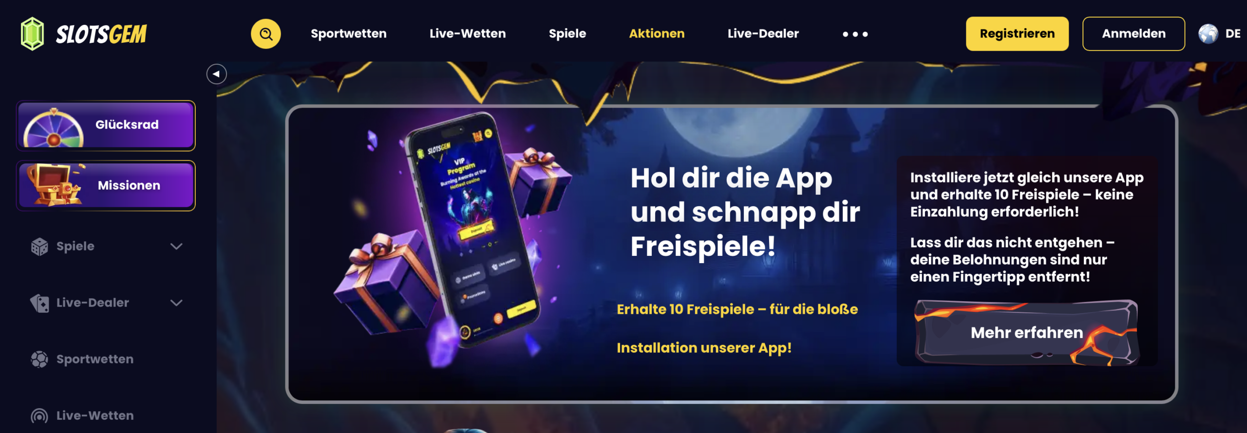 SlotsGem Bonus mit 10 Casino Freispielen